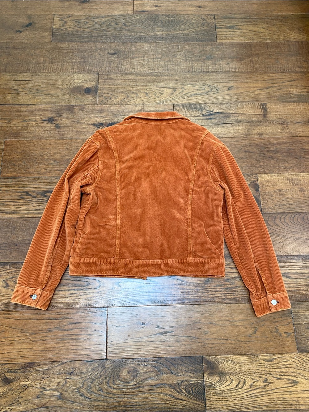 Free People Nelson Corduroy Trucker Jacket, rust orange/terracotta, size M - Picture 7 of 13